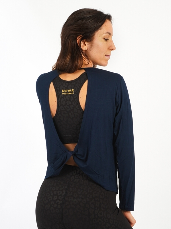 Bamboo Long Sleeve Navy MPWR Yourself back